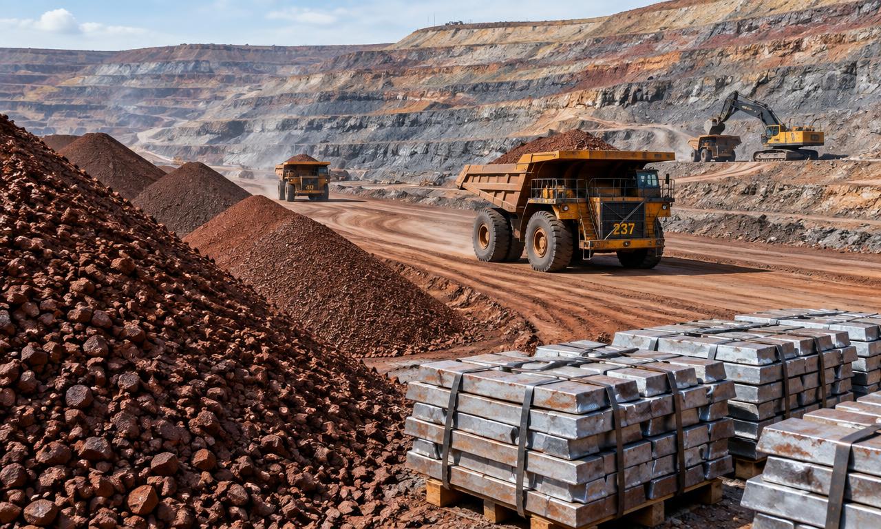 Operação de extração e movimentação de minerais